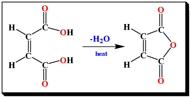 dehydration of cis-butenedioic acid